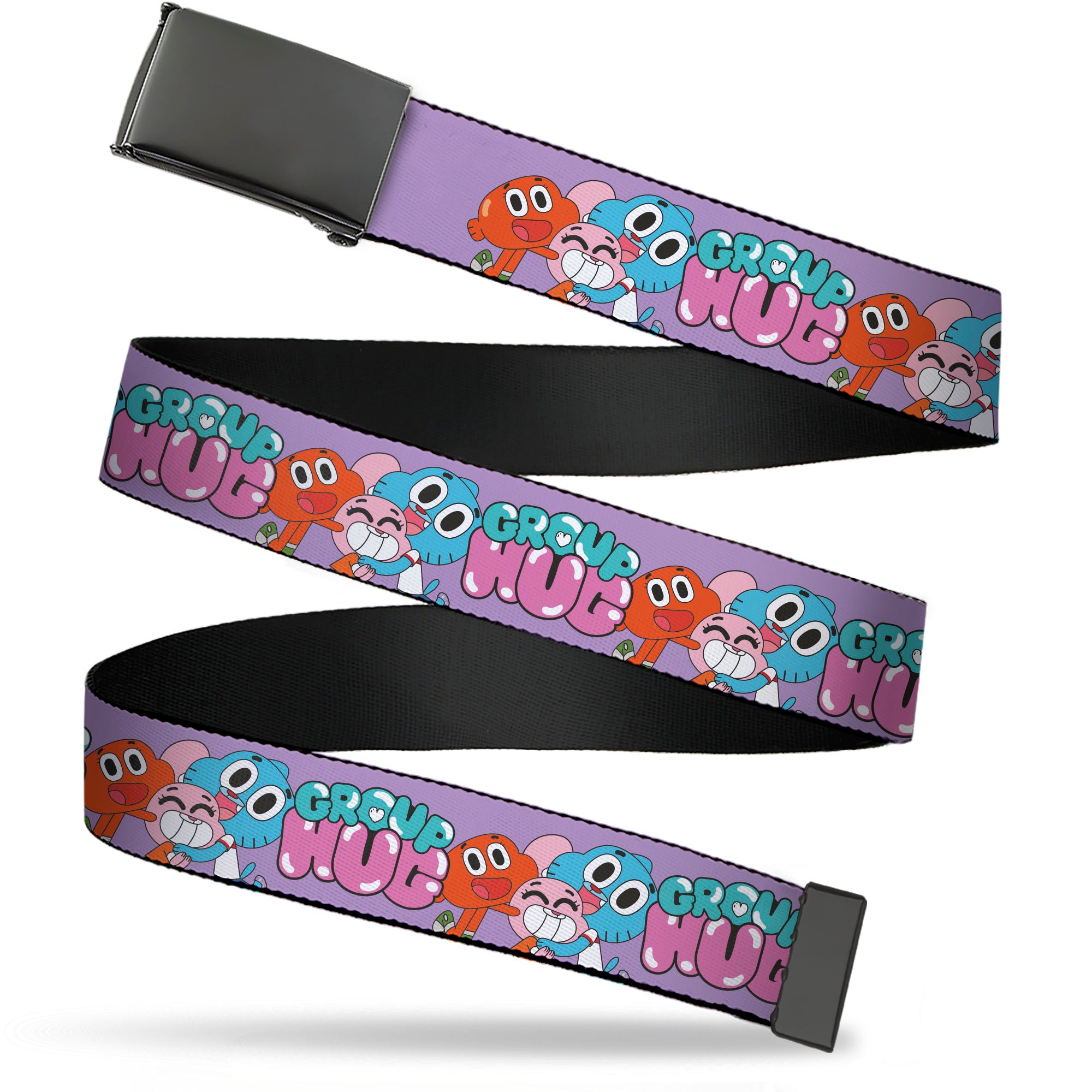 Web Belt Blank Black Buckle - The Amazing World of Gumball GROUP HUG Characters Pose Laveneder Webbing Web Belts The Amazing World of Gumball