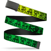 Black Buckle Web Belt - Grateful Dead Text w/Skull & Roses Rainbow Fade Webbing Web Belts Grateful Dead   