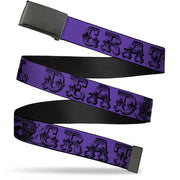 Black Buckle Web Belt - Grateful Dead Text w/Skull & Roses Purple Webbing Web Belts Grateful Dead   