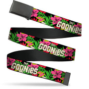 Web Belt Blank Black Buckle - THE GOONIES Title Logo Hawaiian Shirt Print Black/Pinks Webbing Web Belts The Goonies