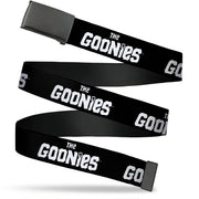 Web Belt Blank Black Buckle - THE GOONIES Title Logo Black/White Webbing Web Belts The Goonies