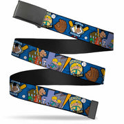 Black Buckle Web Belt - Arnold ALL-STAR/Gerald SLUGGER Baseball Poses Blue Webbing Web Belts Hey Arnold