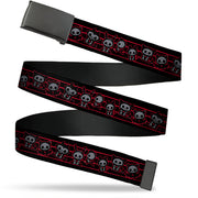 Web Belt Blank Black Buckle - Skelanimals Six Character Collage Black/Red/Grays Webbing Web Belts Skelanimals