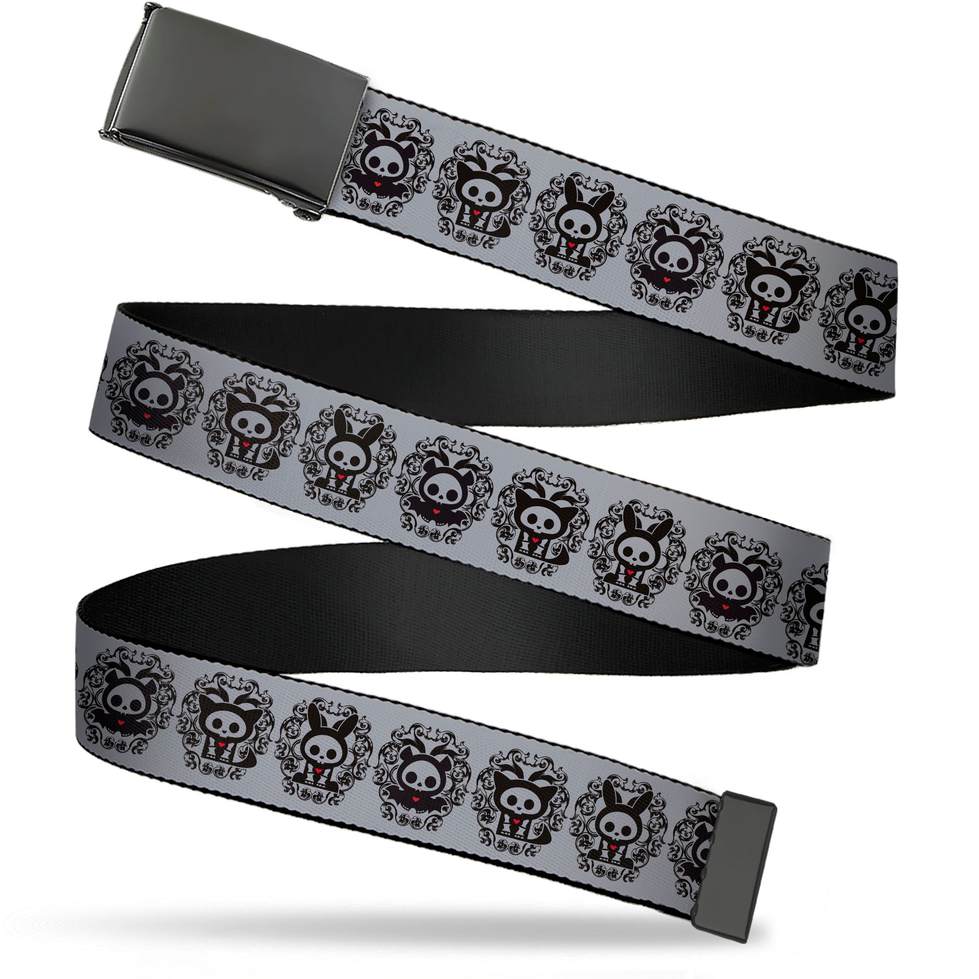 Web Belt Blank Black Buckle - Skelanimals Diego Jack Kits Portraits Gray/Black Webbing Web Belts Skelanimals