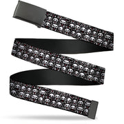 Web Belt Blank Black Buckle - Skelanimals Animal Poses Stacked Black/White/Red Webbing Web Belts Skelanimals