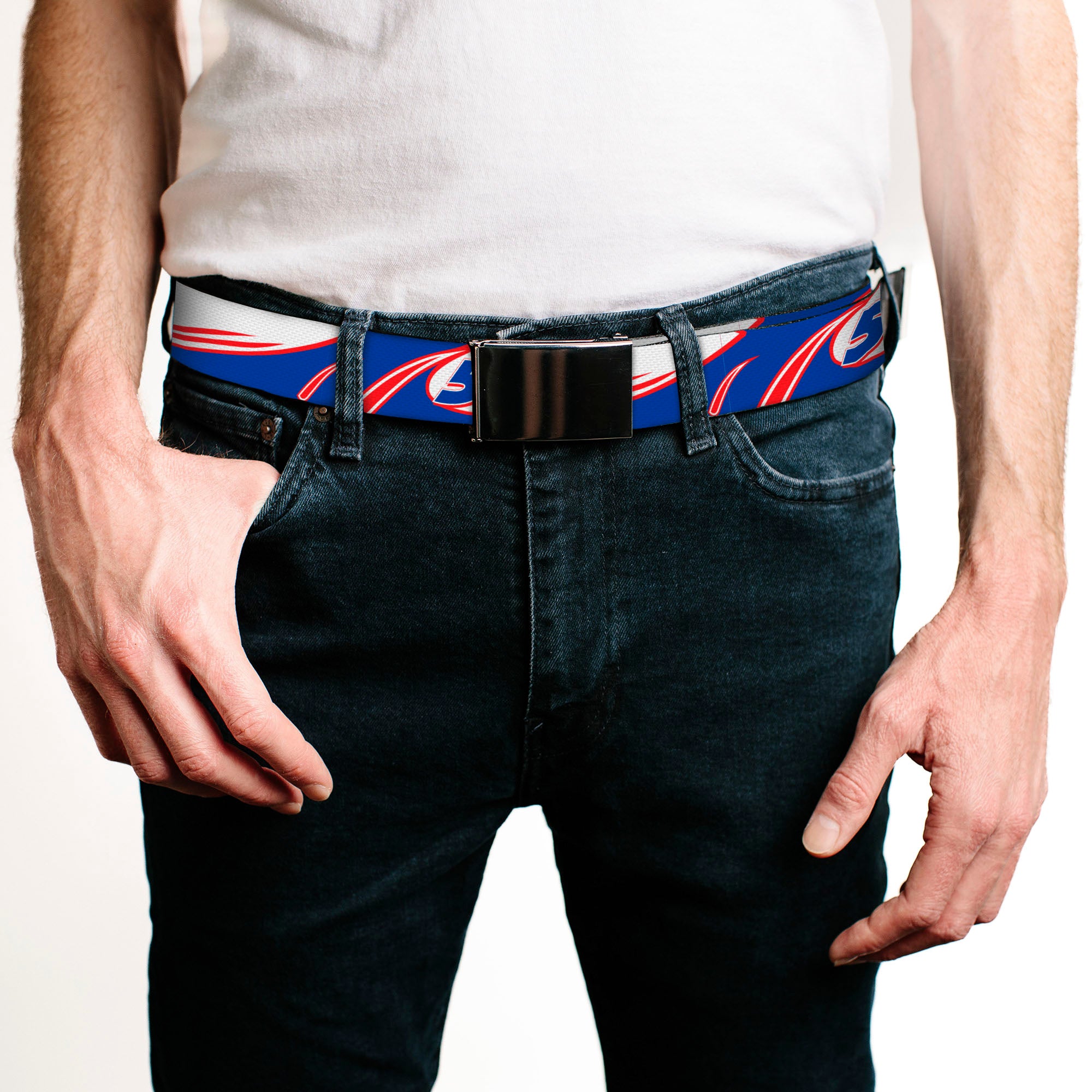 Web Belt Blank Black Buckle - Kyle Larson #5 Car Scheme White/Blue/Red Webbing Web Belts Hendrick Motorsports