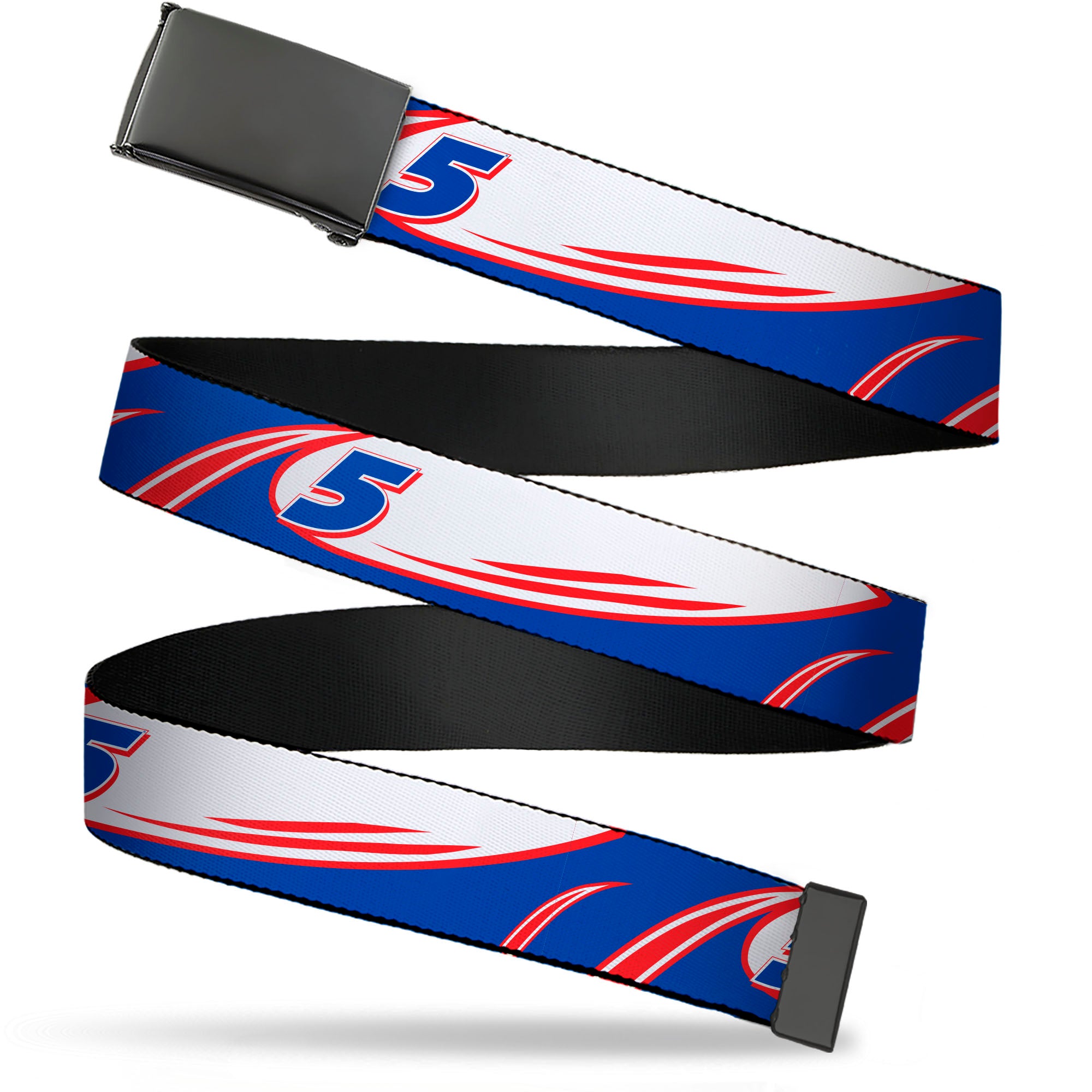 Web Belt Blank Black Buckle - Kyle Larson #5 Car Scheme White/Blue/Red Webbing Web Belts Hendrick Motorsports