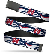 Web Belt Blank Black Buckle - William Byron #24 Car Scheme White/Red/Blue Webbing Web Belts Hendrick Motorsports