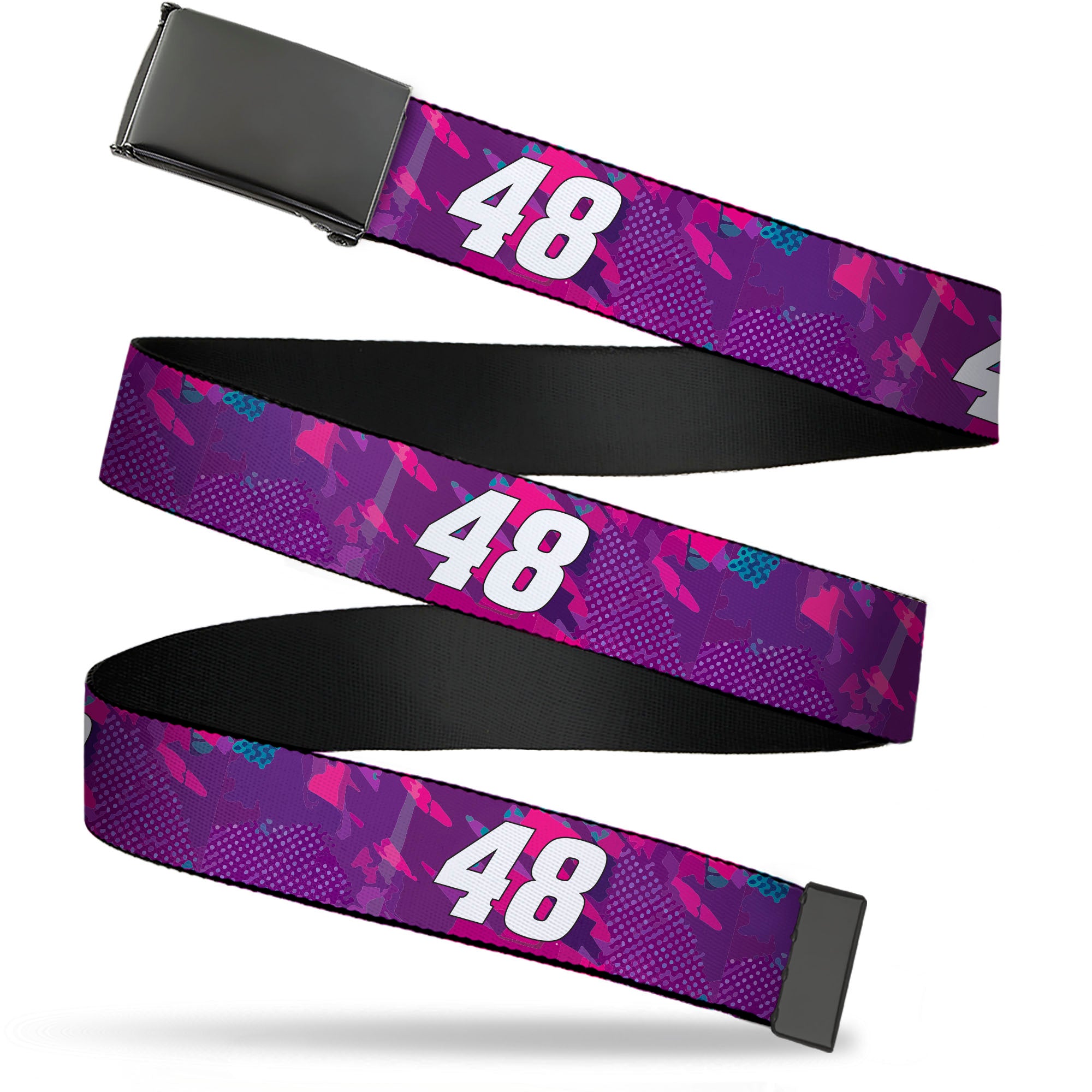 Web Belt Blank Black Buckle - Alex Bowman #48 Car Scheme Purples/Pinks/White Webbing Web Belts Hendrick Motorsports