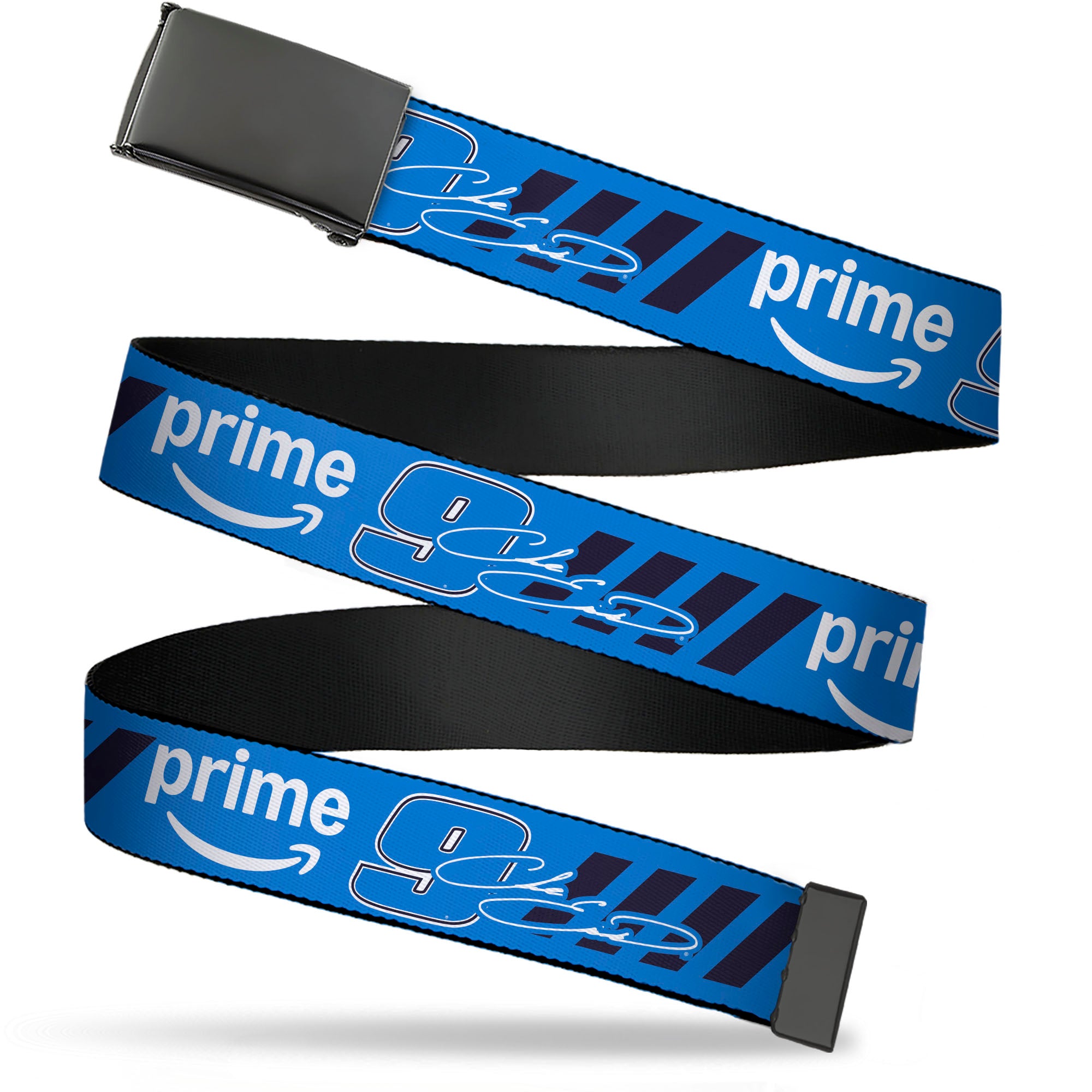 Web Belt Blank Black Buckle - Chase Elliott #9 Autograph PRIME Logo Blue/Black/White Webbing Web Belts Hendrick Motorsports