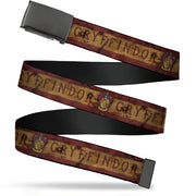 Black Buckle Web Belt - GRYFFINDOR Crest/Banner Weathered Burgundy/Tan Webbing Web Belts Harry Potter
