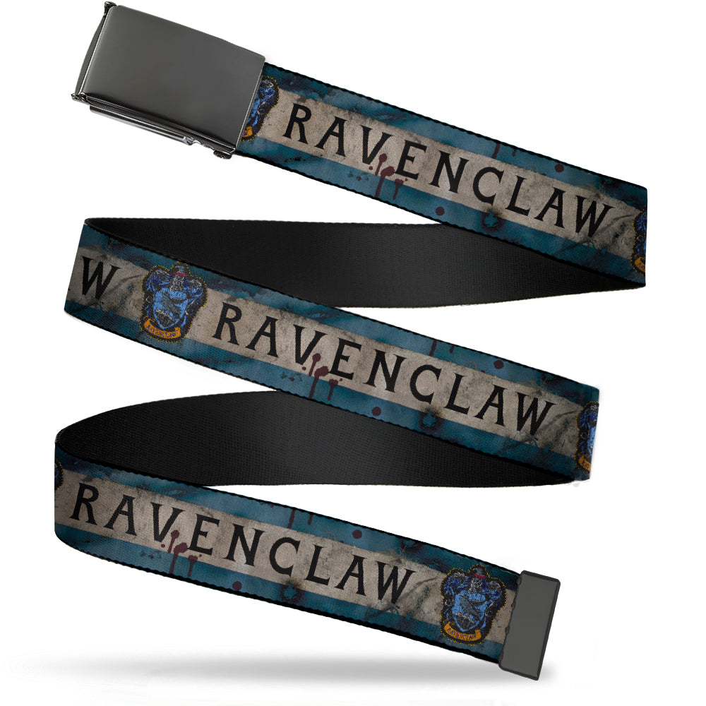 Black Buckle Web Belt - RAVENCLAW Crest/Banner Weathered Blue/Gray Webbing Web Belts Harry Potter