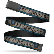 Black Buckle Web Belt - RAVENCLAW Crest/Banner Weathered Blue/Gray Webbing Web Belts Harry Potter