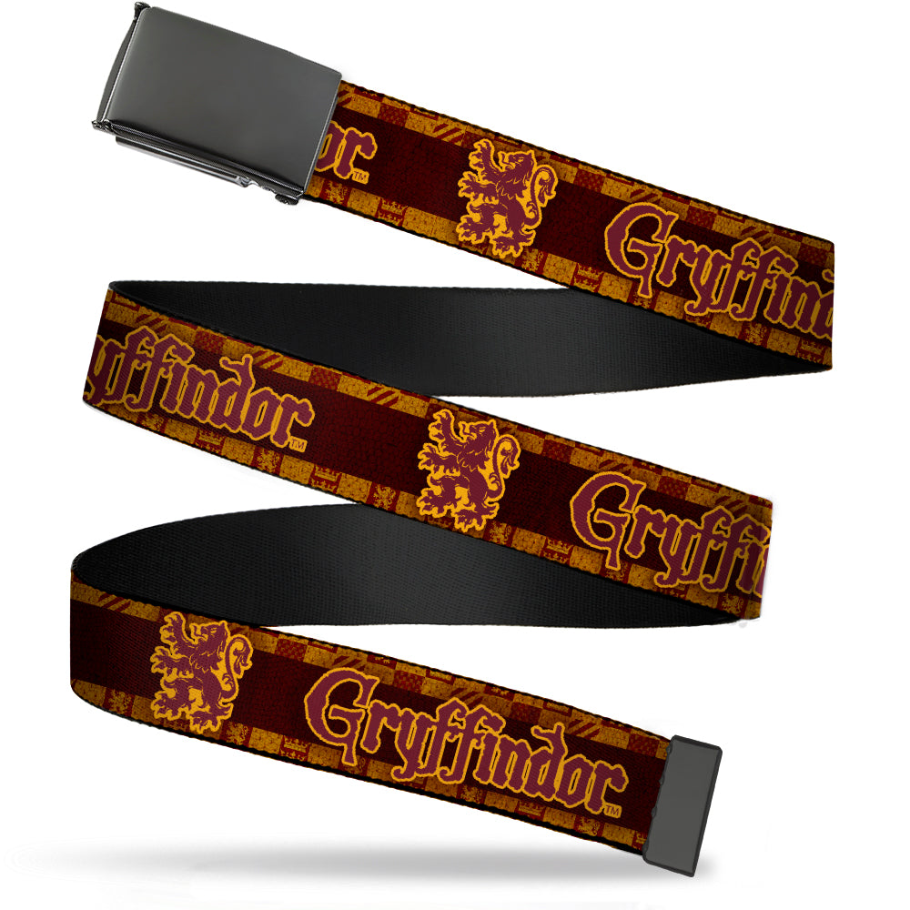 Black Buckle Web Belt - Harry Potter GRYFFINDOR/Lion Checker Stripe Black/Reds/Golds Webbing Web Belts Harry Potter