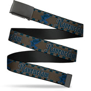 Black Buckle Web Belt - Harry Potter RAVENCLAW/Eagle Checker Stripe Grays/Blues/Black Webbing Web Belts Harry Potter