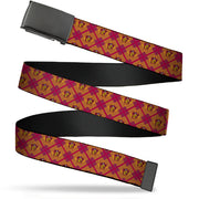 Black Buckle Web Belt - Harry Potter Gryffindor Crest Plaid Reds/Gold Webbing Web Belts Harry Potter