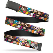 Web Belt Blank Black Buckle - Harry Potter Chibi Charms Characters Stacked Webbing Web Belts Harry Potter