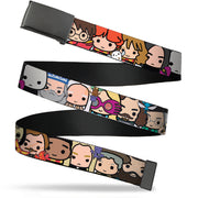 Web Belt Blank Black Buckle - Harry Potter Chibi Charm Character Faces Close-Up Webbing Web Belts Harry Potter