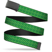 Web Belt Blank Black Buckle - Harry Potter Slytherin Icons Checker Greens Webbing Web Belts Harry Potter