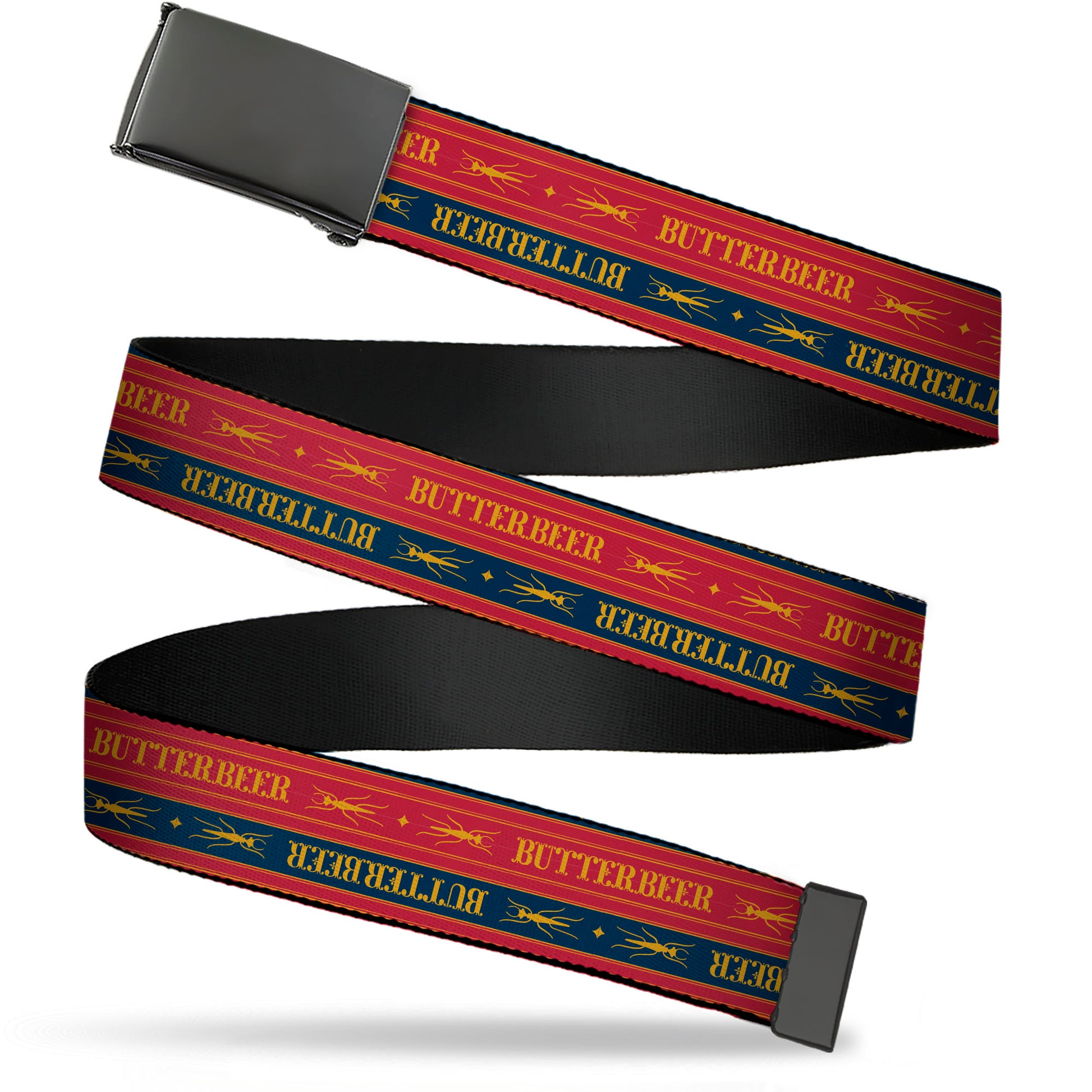 Web Belt Blank Black Buckle - Harry Potter BUTTERBEER Stripe Red/Blue/Golden Yellow Webbing Web Belts Harry Potter
