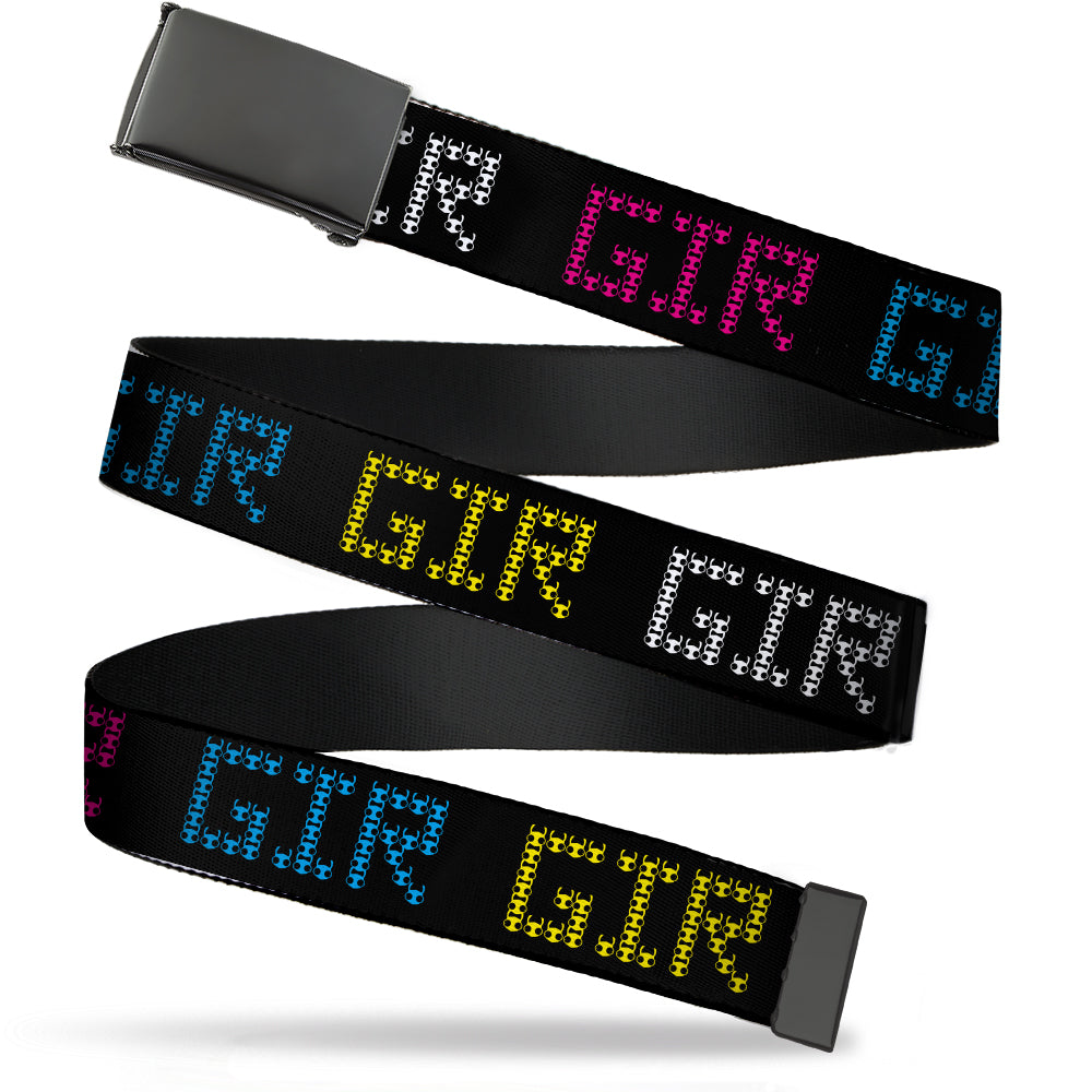 Web Belt Blank Black Buckle - Invader Zim GIR Black/Multi Color Webbing Web Belts Invader Zim