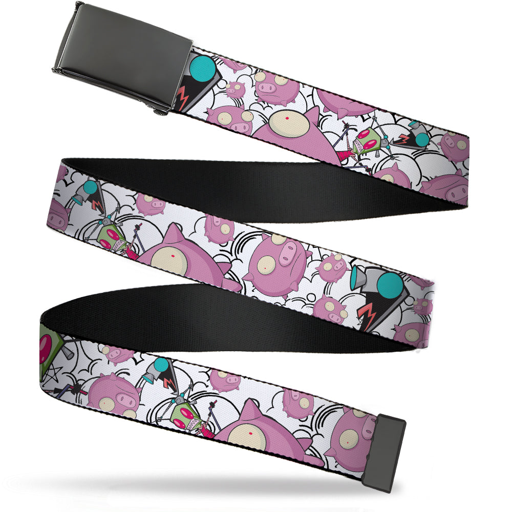 Web Belt Blank Black Buckle - Invader Zim GIR and Piggy Doddles White/Black Webbing Web Belts Invader Zim