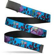 Web Belt Blank Black Buckle - Invader Zim GIR and Piggy Rule the World Poses Blue Webbing Web Belts Invader Zim