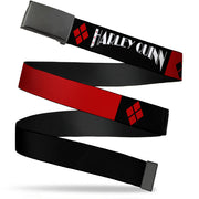 Black Buckle Web Belt - HARLEY QUINN/Diamonds Black/Red/White Webbing Web Belts DC Comics   