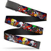 Black Buckle Web Belt - Looney Tunes 6-Anatomy Character Poses Black Webbing Web Belts Looney Tunes   