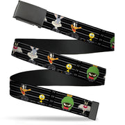 Black Buckle Web Belt - Looney Tunes 5-Character Mug Shots Black/White Webbing Web Belts Looney Tunes   