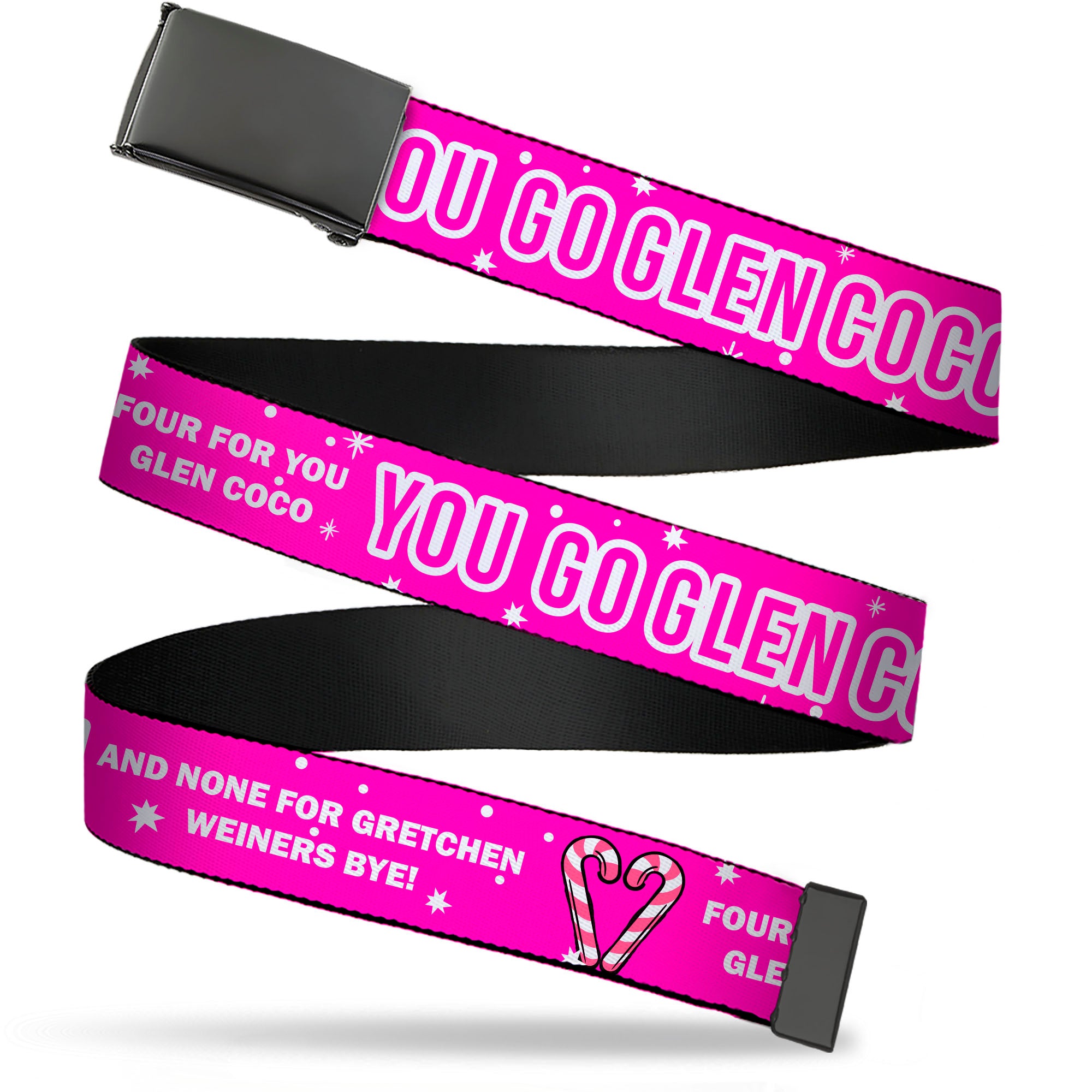 Web Belt Blank Black Buckle - Mean Girls YOU GO GLEN COCO Pink/White Webbing Web Belts Paramount Pictures   