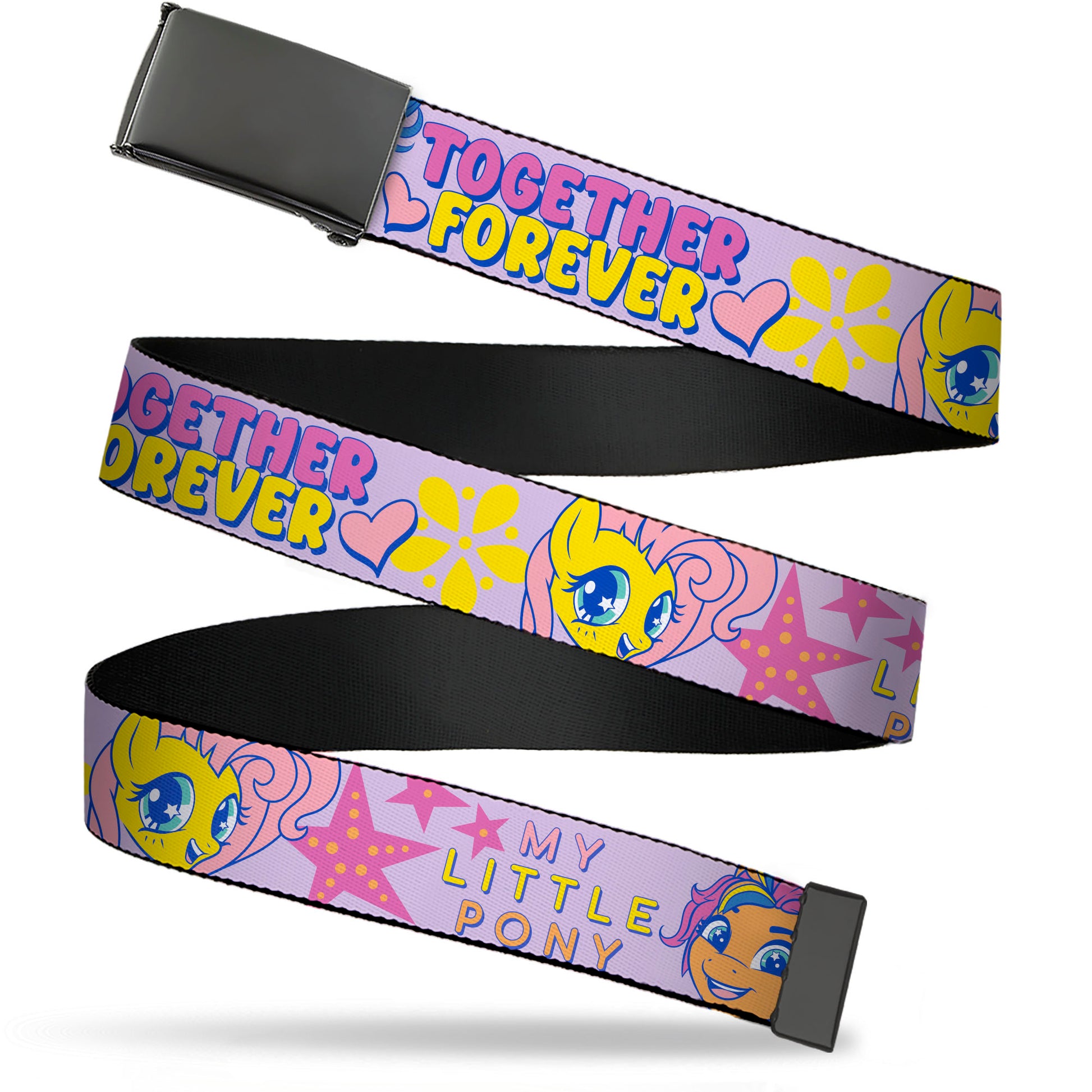 Web Belt Blank Black Buckle - MY LITTLE PONY Three Ponies TOGETHER FOREVER Multi Color Webbing Web Belts My Little Pony