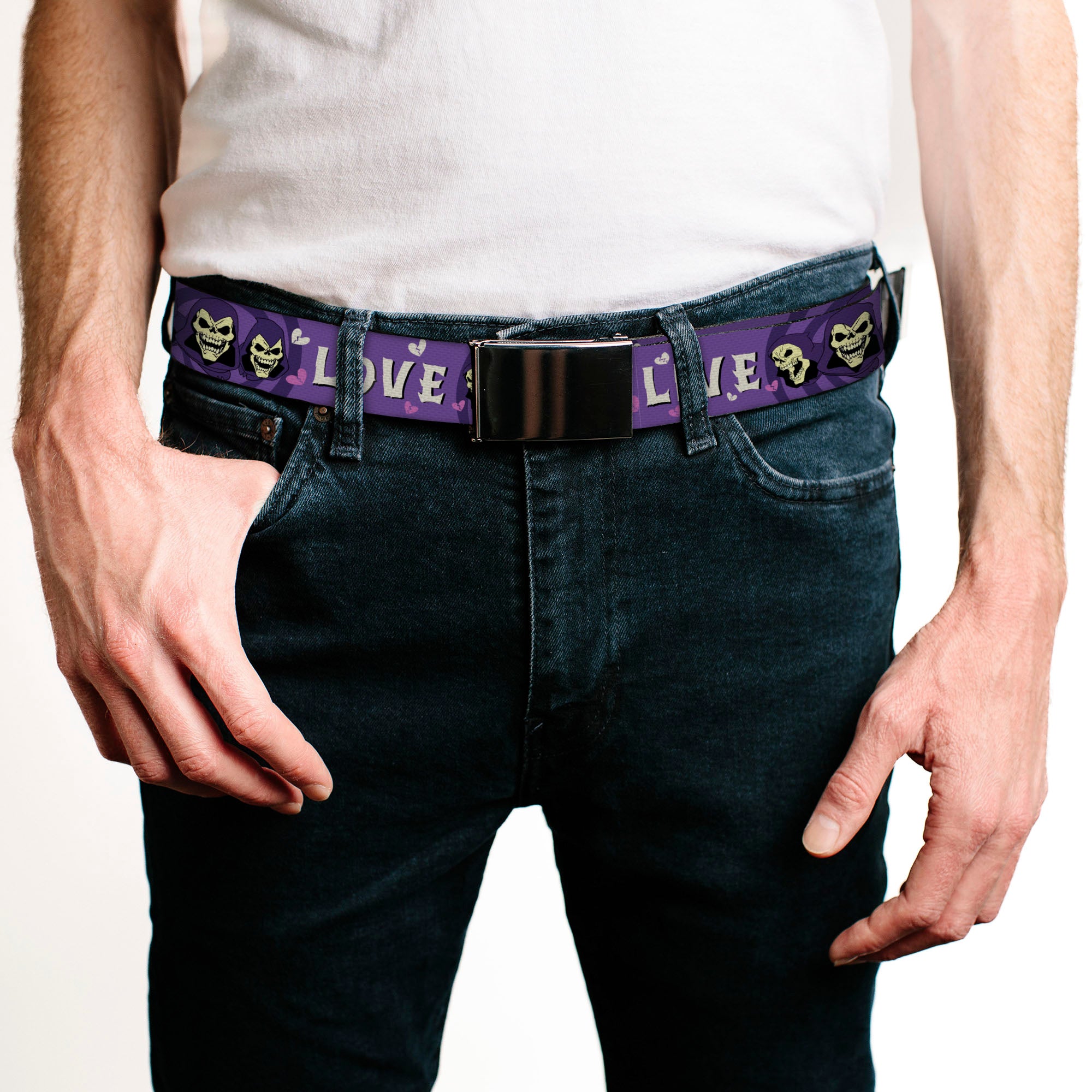 Web Belt Blank Black Buckle - Masters of the Universe Skeletor LIVE LOVE Expressions Purples/White Webbing Web Belts Masters of the Universe