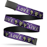 Web Belt Blank Black Buckle - Masters of the Universe Skeletor LIVE LOVE Expressions Purples/White Webbing Web Belts Masters of the Universe