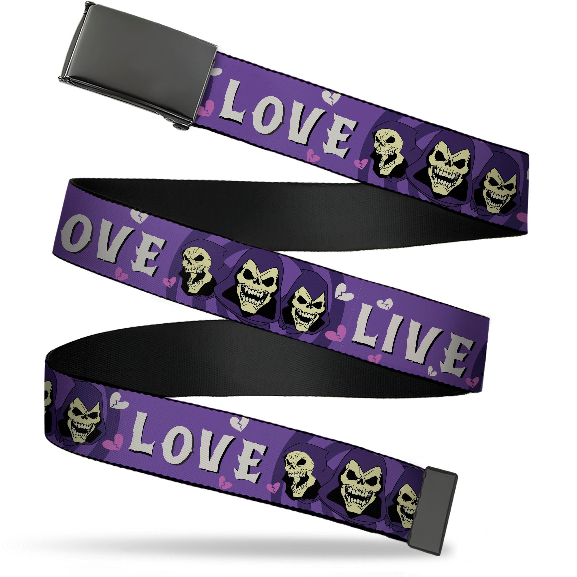 Web Belt Blank Black Buckle - Masters of the Universe Skeletor LIVE LOVE Expressions Purples/White Webbing Web Belts Masters of the Universe