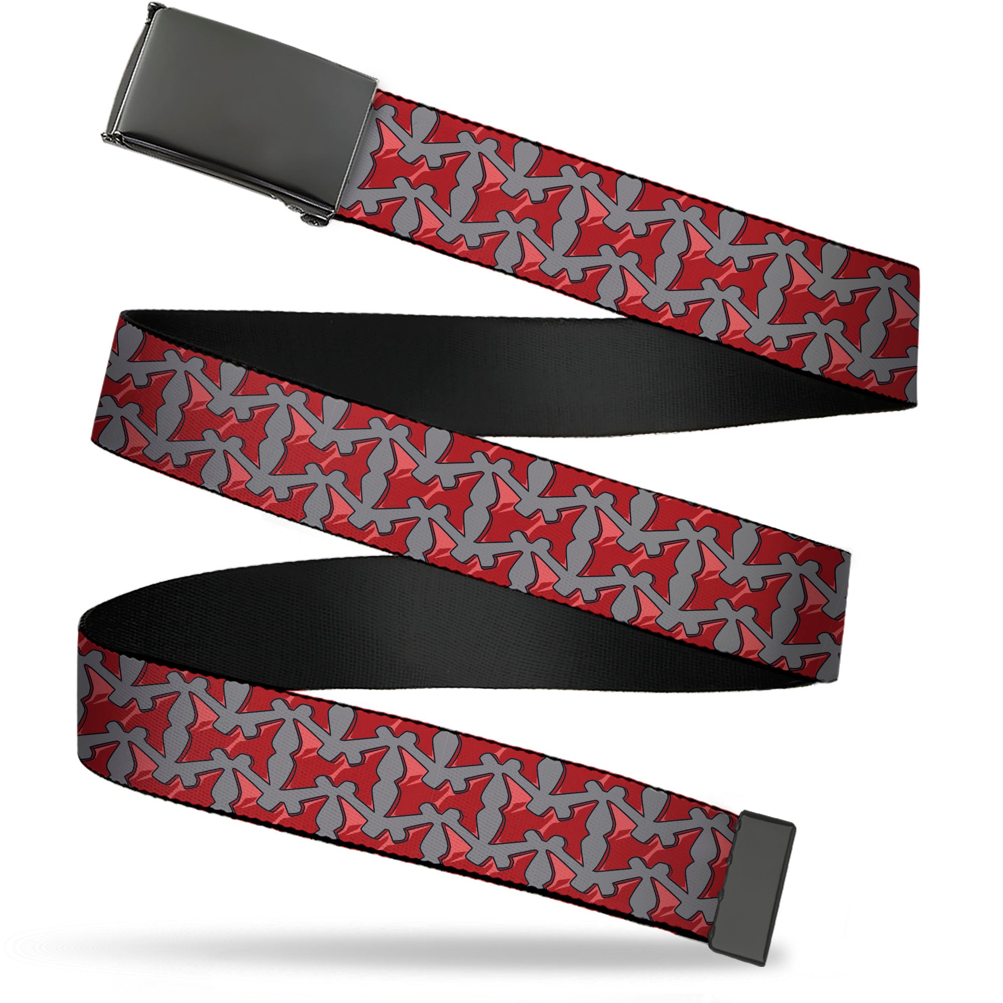 Web Belt Blank Black Buckle - He-Man Battle Armor Chest Logo Gray/Reds Webbing Web Belts Masters of the Universe