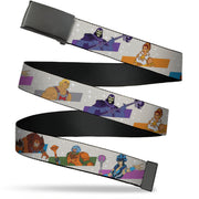 Web Belt Blank Black Buckle - Masters of the Universe Heroes and Villains Poses White/Multi Color Webbing Web Belts Masters of the Universe