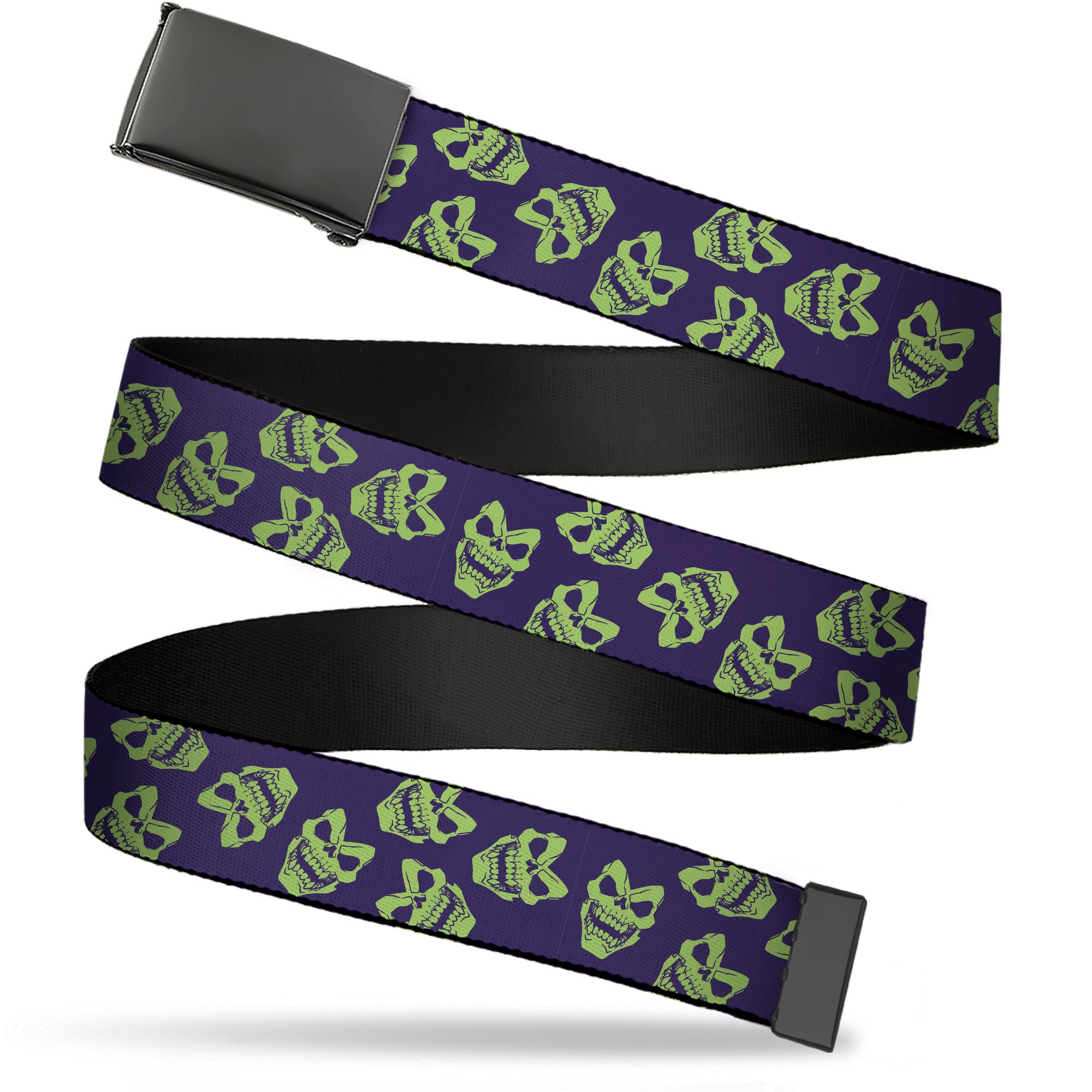Web Belt Blank Black Buckle - Masters of the Universe Skeletor Expressions Scattered Purple/Green Webbing Web Belts Masters of the Universe