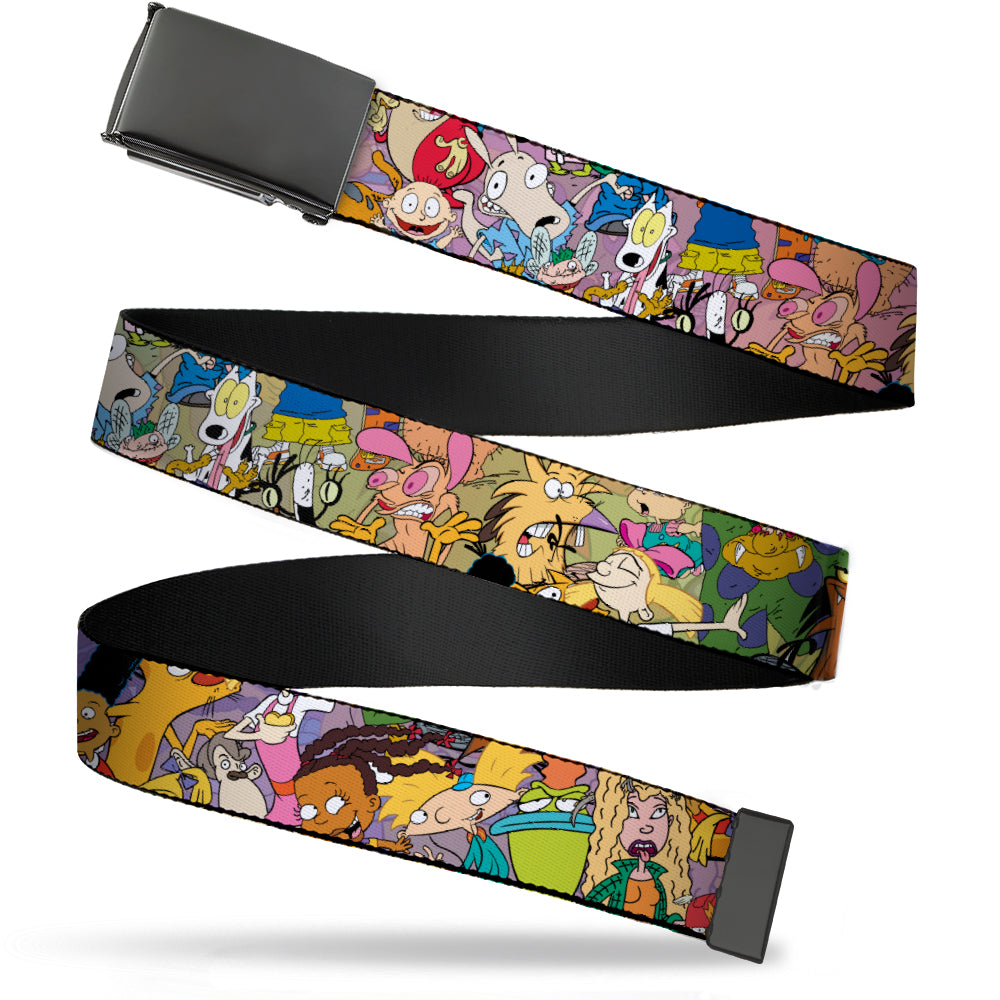 Web Belt Blank Black Buckle - Nick 90's Rewind Character Mash Up Collage2 Pinks Webbing Web Belts Nick 90s