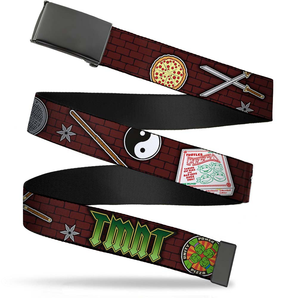 Black Buckle Web Belt - Classic TMNT Gear/Elements Brick Wall Webbing Web Belts Teenage Mutant Ninja Turtles