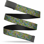Black Buckle Web Belt - Classic Teenage Mutant Ninja Turtles Expression & Pose Turtle Shell Collage Lavender Webbing Web Belts Teenage Mutant Ninja Turtles