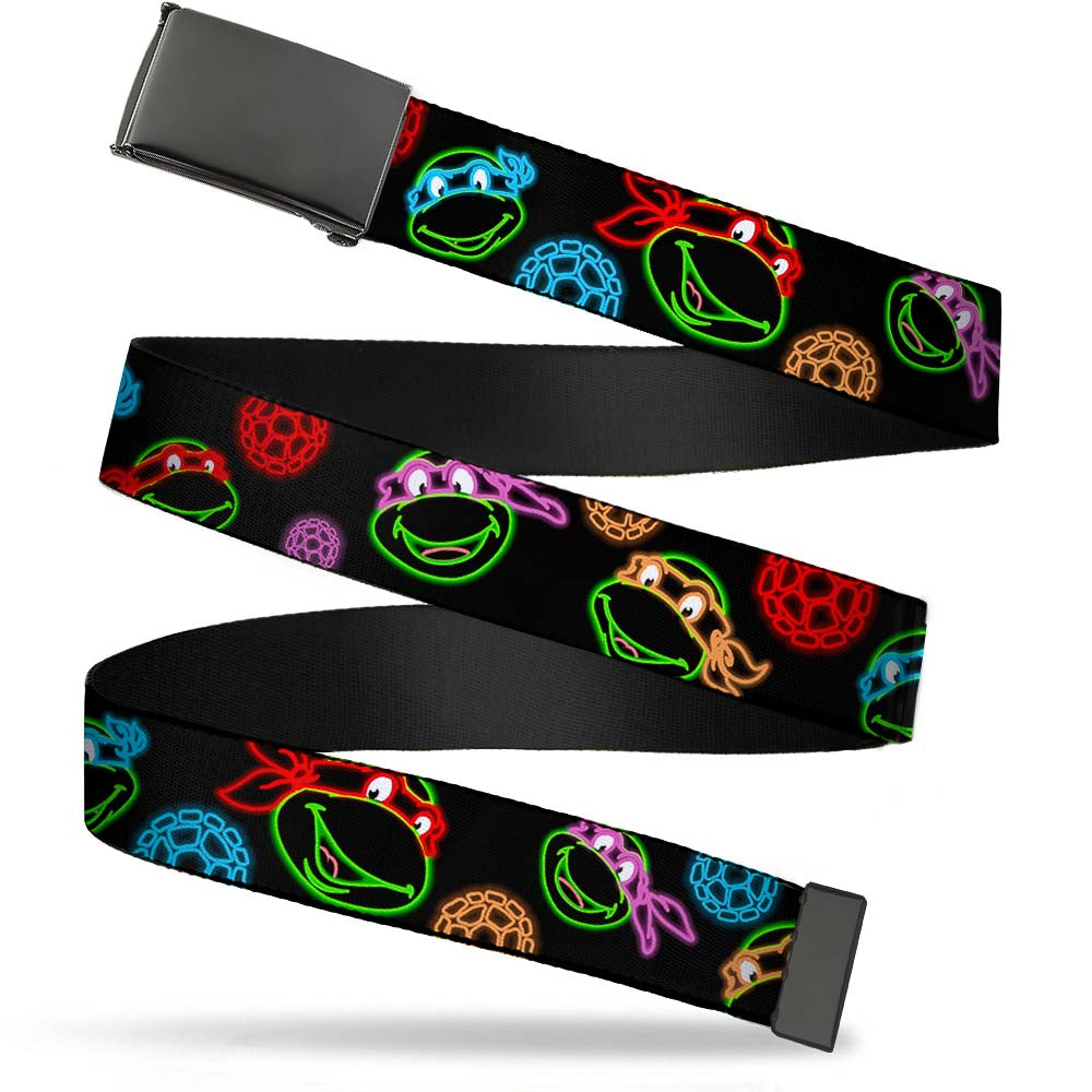 Black Buckle Web Belt - Classic Teenage Mutant Ninja Turtles Electric Expressions/Turtle Shells Black/Multi Neon Webbing Web Belts Teenage Mutant Ninja Turtles