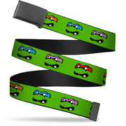Black Buckle Web Belt - Classic Teenage Mutant Ninja Turtles 8-Bit Faces Green Webbing Web Belts Teenage Mutant Ninja Turtles