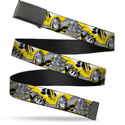 Web Belt Blank Black Buckle - Teenage Mutant Ninja Turtles Shredder Pose and Icons Grays/Yellow Webbing Web Belts Teenage Mutant Ninja Turtles