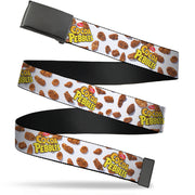 Web Belt Blank Black Buckle - POST COCOA PEBBLES Logo and Cereal Pebbles Scattered White/Browns Webbing Web Belts The Flintstones   
