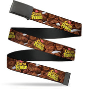 Web Belt Blank Black Buckle - POST COCOA PEBBLES Logo and Vivid Cereal Browns Webbing Web Belts The Flintstones   