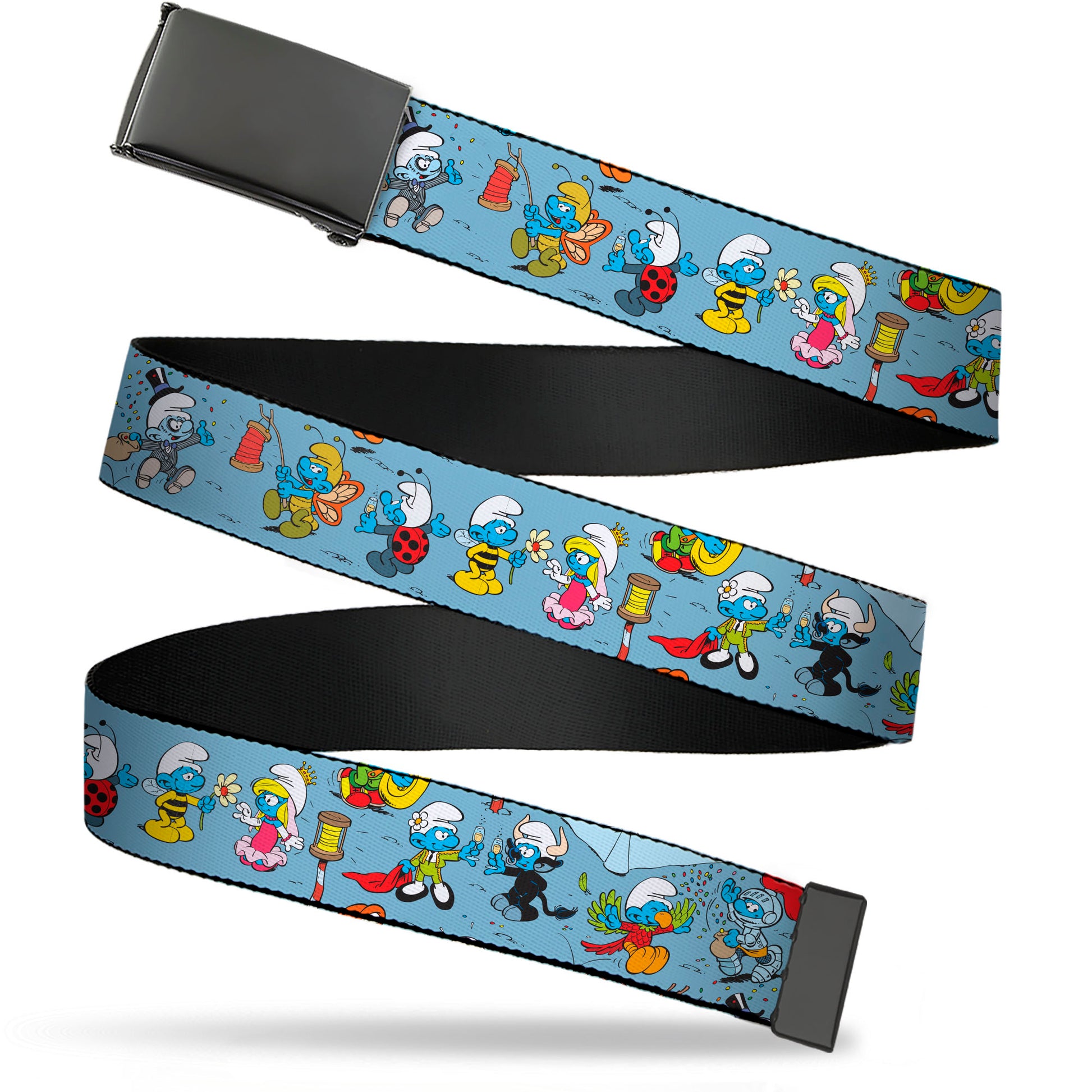 Web Belt Blank Black Buckle - The Smurfs Halloween Dress Up Cosplay Poses Blue Webbing Web Belts The Smurfs