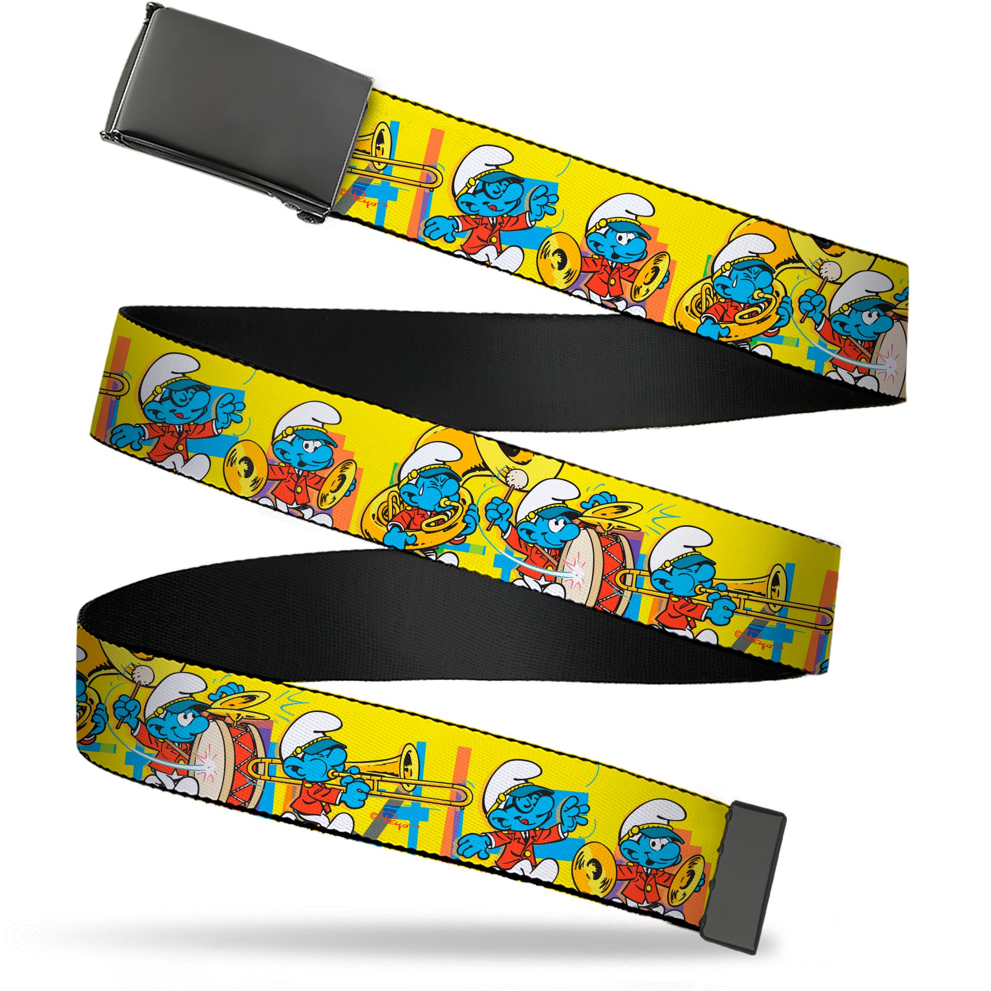 Web Belt Blank Black Buckle - The Smurfs Carnival Party Band Line Yellow Webbing Web Belts The Smurfs
