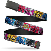 Web Belt Clamp Buckle - SABAN'S POWER RANGERS Ranger Zord and Icon Blocks and Title Logo Webbing Web Belts Power Rangers