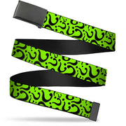 Web Belt Blank Black Buckle - Question Mark Scattered Lime Green/Black Webbing Web Belts DC Comics   